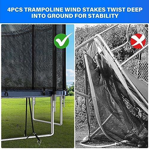 Simple Deluxe Trampoline for Kids with Safety Enclosure Net Wind Stakes 400LBS Weight Capacity 12FT Recreational Trampolines with Ladder Blue Outside Net