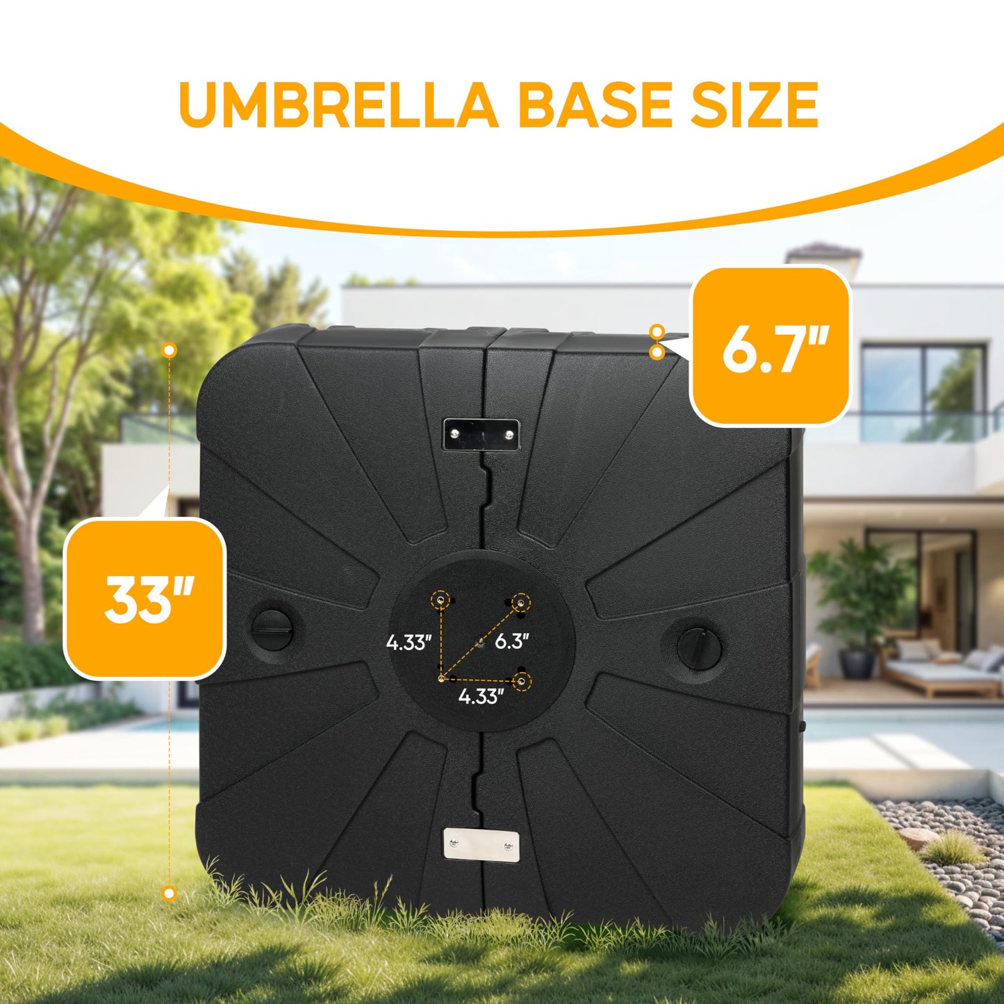 HealSmart 50Lbs Durable Fillable Outdoor Patio Umbrella Base Heavy Duty Stand for Lawn, Deck, Poolside, Black