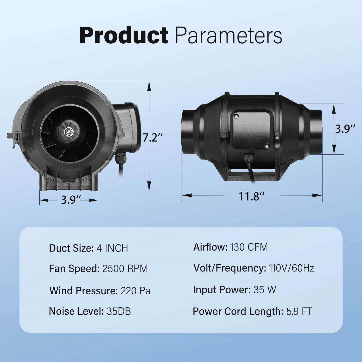 iPower Exhaust Inline Duct Fan Vent Booster Blower