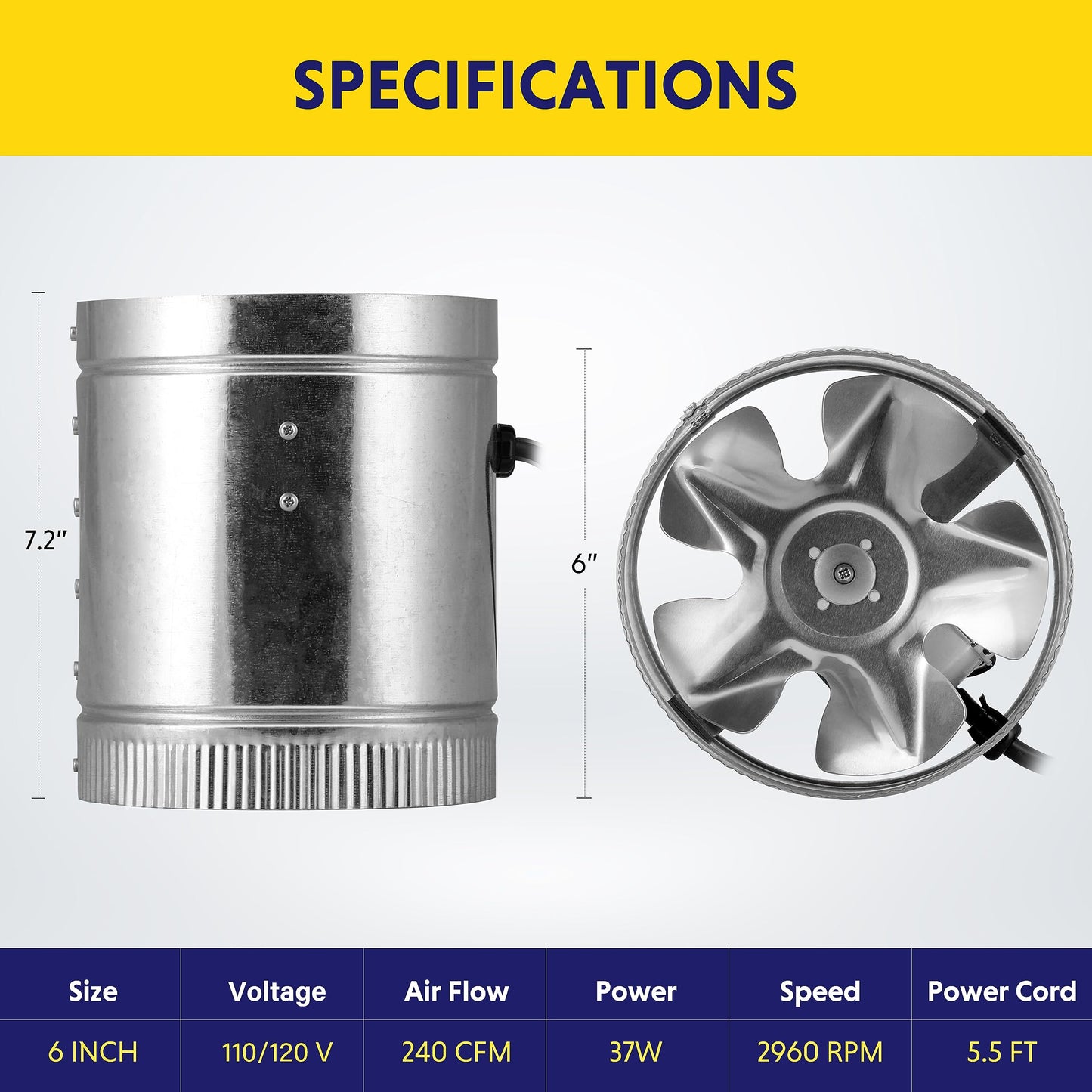 iPower Inline Booster Duct Fan