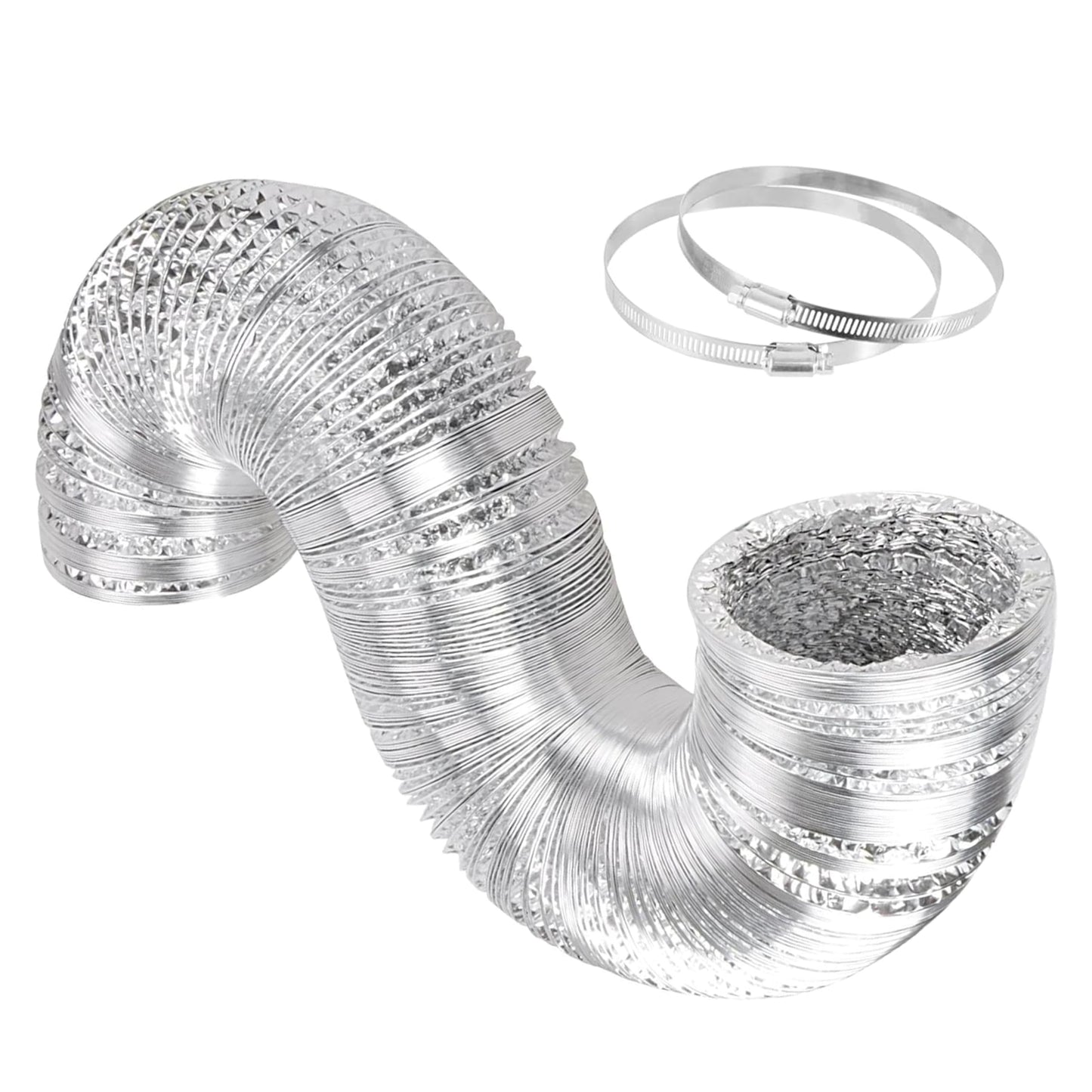 Simple Deluxe Dryer Vent Hose, Flexible Aluminum Ducting, Heavy Duty Three-Layer Protection, Long Duct for Ventilation Heating Cooling, Silver