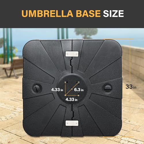 YSSOA Fillable Mobile Offset Patio Base Heavy Duty Market Cantilever Umbrella Stand Square