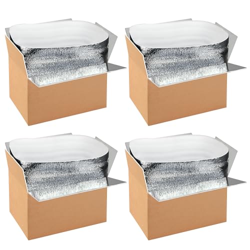 YSSOA Insulated Shipping Boxes with Aluminum Foil Liner,Thermal Insulation Cold Pack Shipping Boxes for Frozen, Reusable Styrofoam Cooler Box, Small Mailing Box