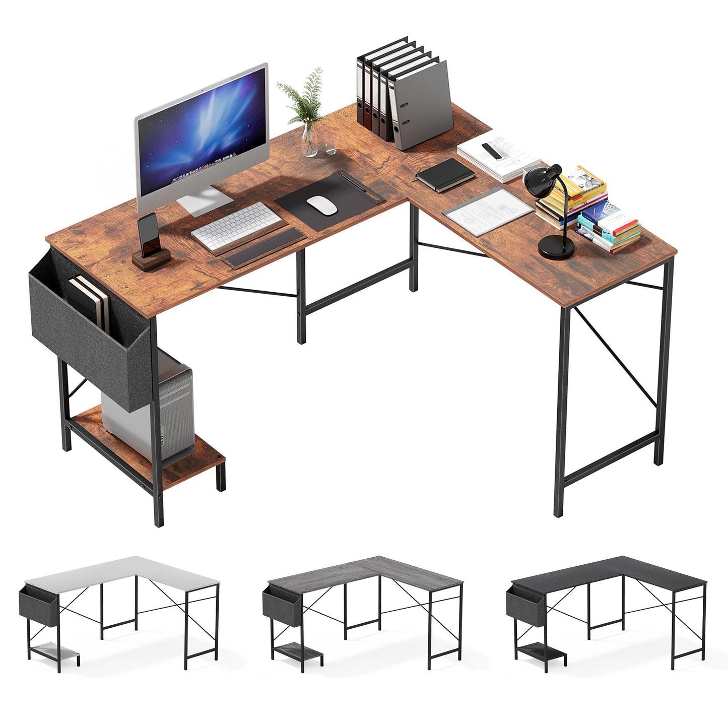 Simple Deluxe L Shaped Desk - Reversible Home Office Computer Desk,