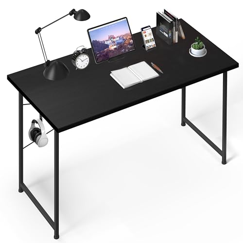 YSSOA Small Space Writing Desk with Headphone Hooks, Modern Simple Design, Suitable for Study, Home Office and Living Room