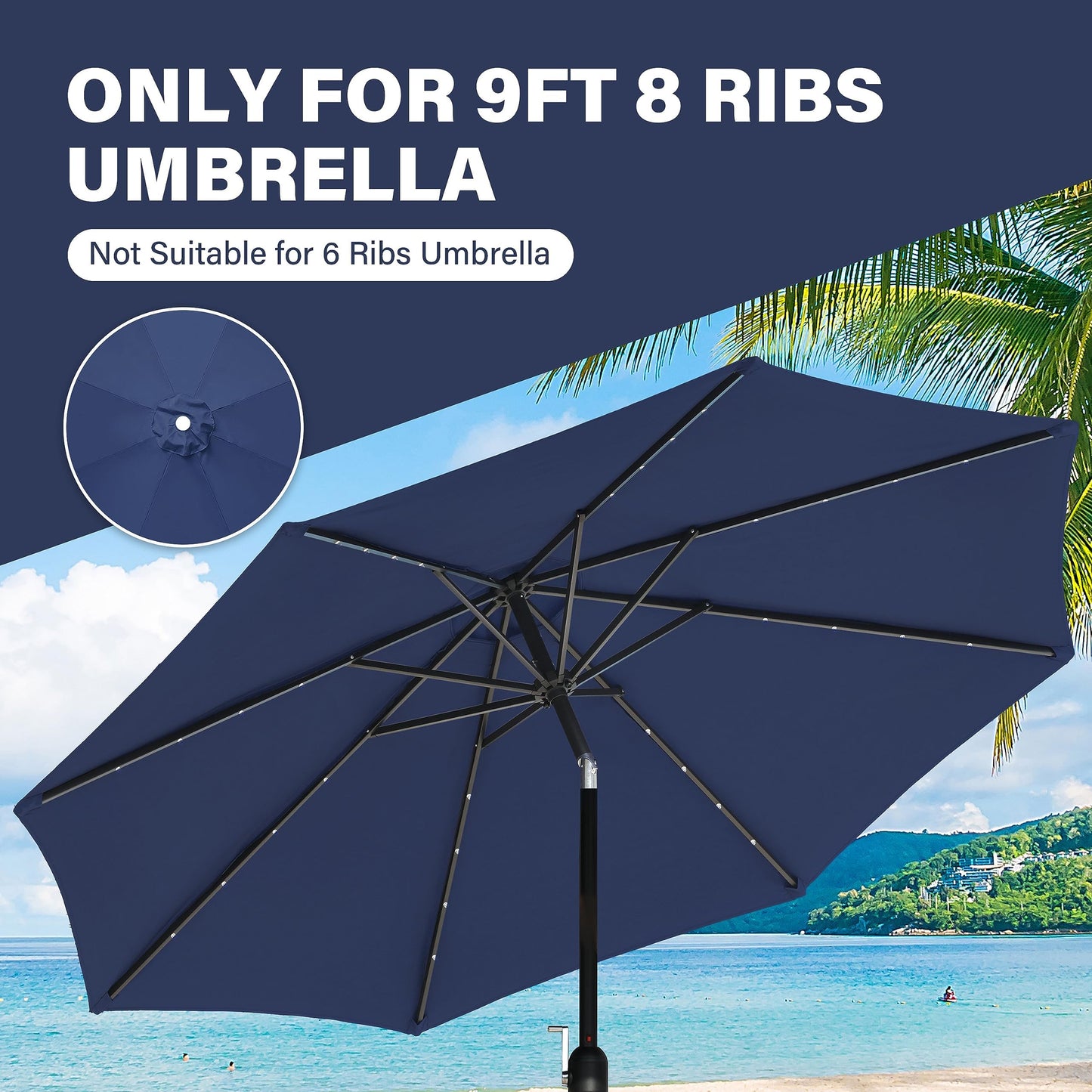YSSOA 9ft/10ft Outdoor Market Patio Umbrella with 8 Sturdy Ribs, Tilt/Crank Push Button for Garden, Deck, Backyard and Pool