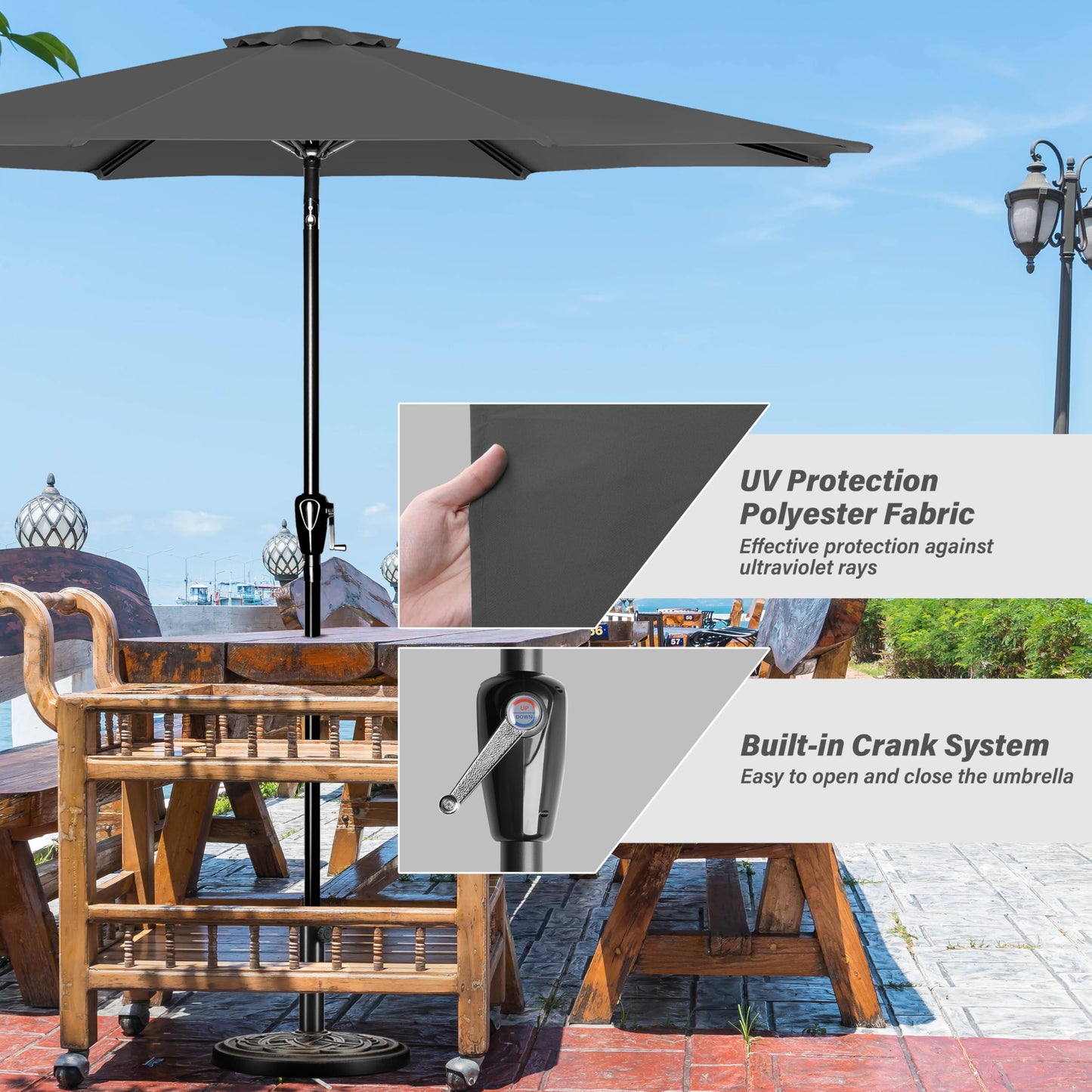 YSSOA Fillable Mobile Offset Patio Base Heavy Duty Market Cantilever Umbrella Stand Square