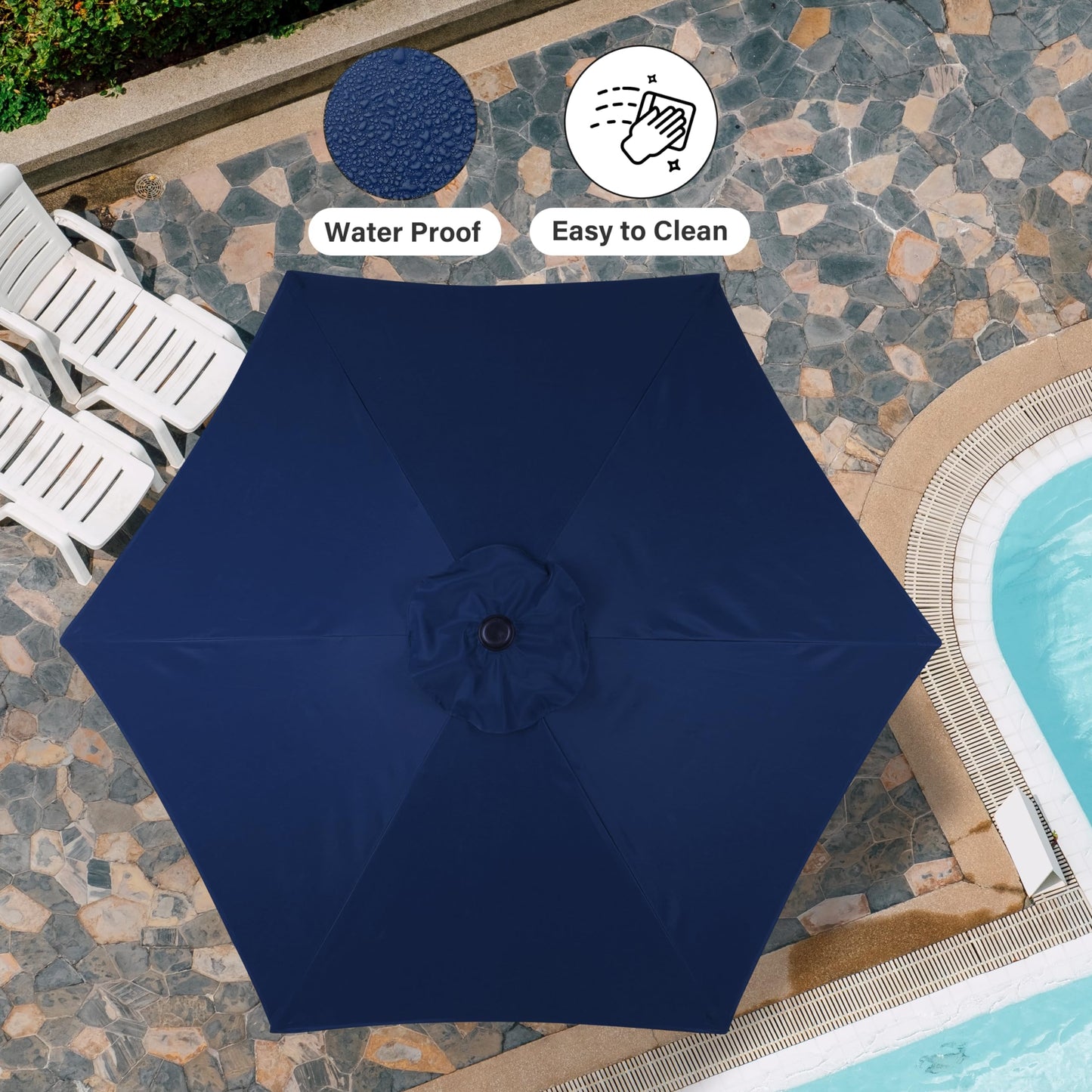 Simple Deluxe Patio Umbrella Outdoor Table Market Yard Umbrella with Push Button