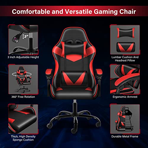 Simple Deluxe Gaming Chair, Big and Tall Gamer Chair, Racing Style Adjustable Swivel Office Chair, Ergonomic Video Game Chairs with Headrest and Lumbar Support