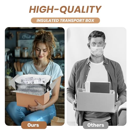 YSSOA Insulated Shipping Boxes with Aluminum Foil Liner,Thermal Insulation Cold Pack Shipping Boxes for Frozen, Reusable Styrofoam Cooler Box, Small Mailing Box
