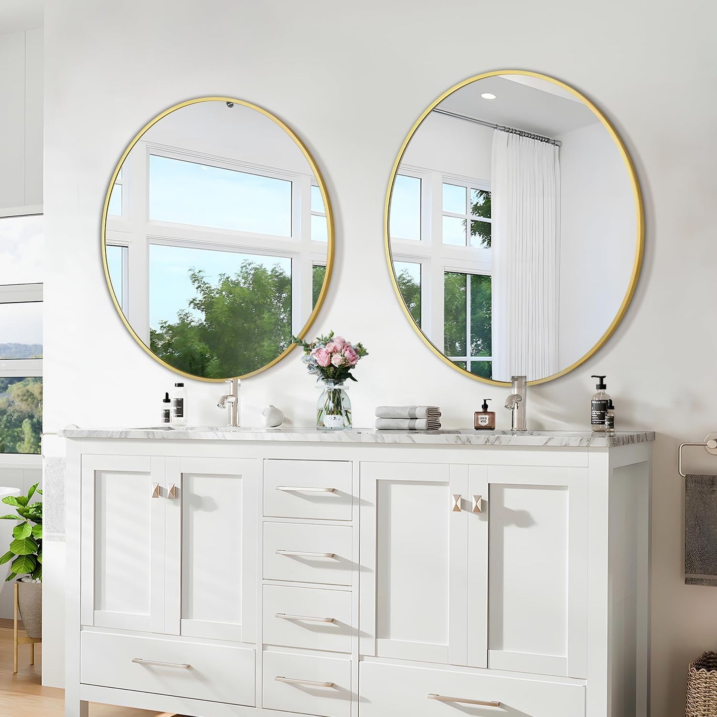 Simple Deluxe Black 20 Inch Circle Mirror