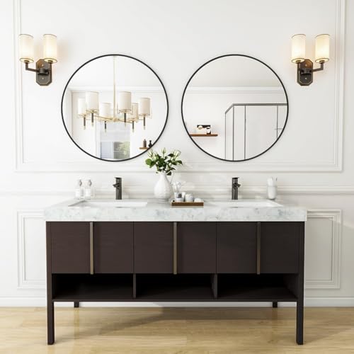 Simple Deluxe Black 20 Inch Circle Mirror