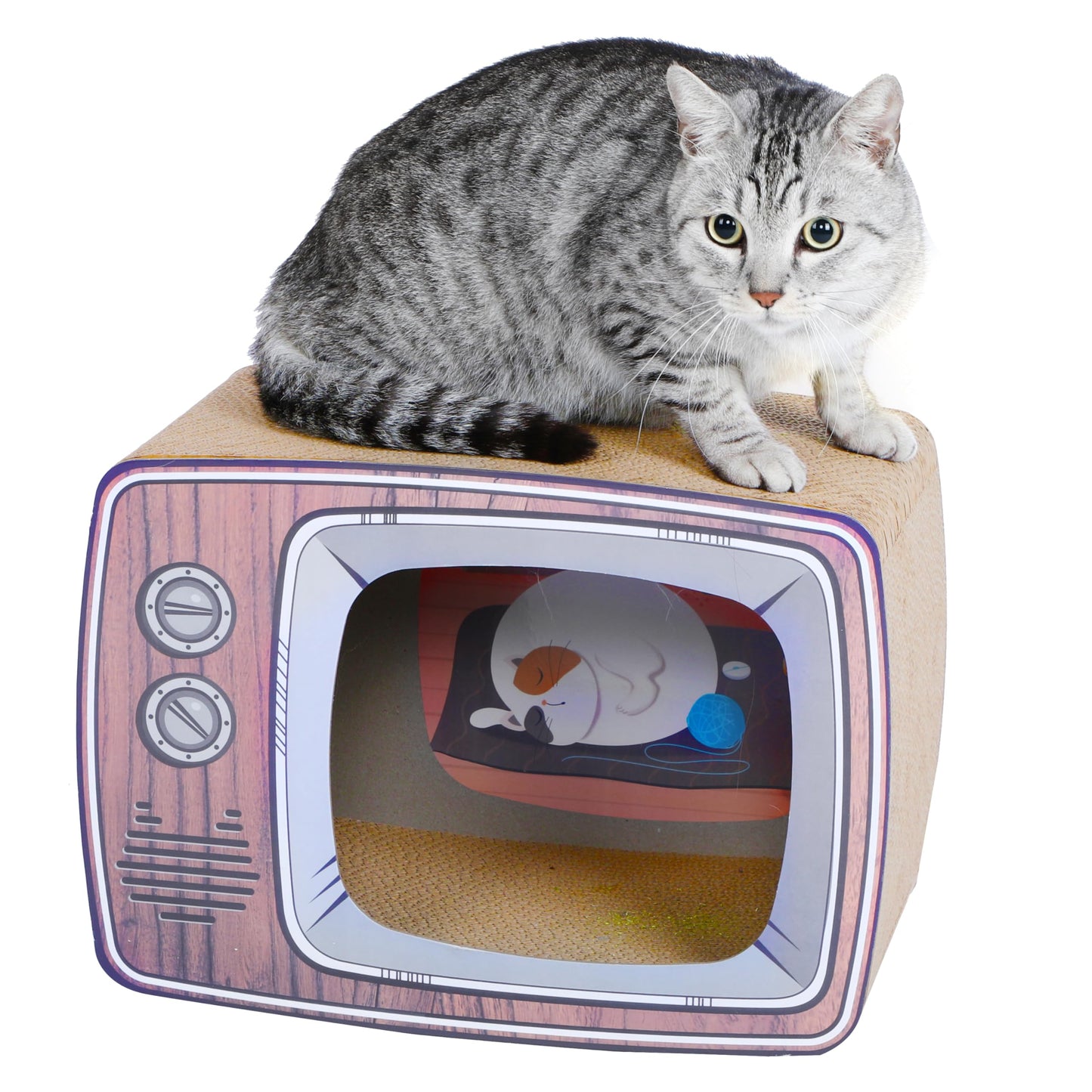 2 in 1 Cat Scratcher Cardboard Lounge Bed, Cat Scratching Pad, Durable Board Pads Prevents Furniture Damage,Large