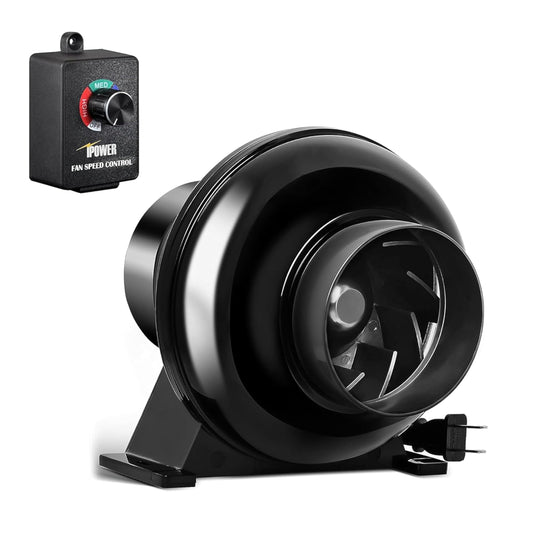 iPower 4 Inch 195 CFM Inline Duct Ventilation Fan Combo