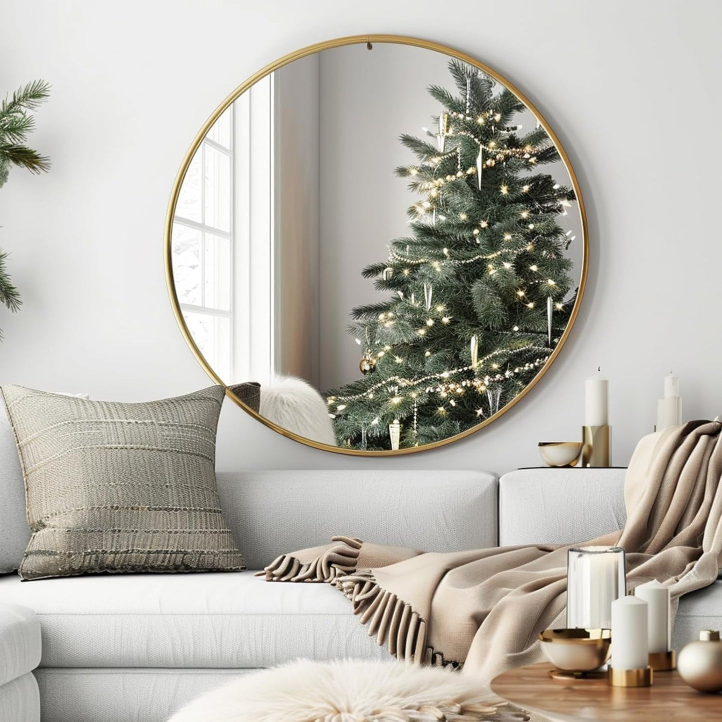 Simple Deluxe Black 20 Inch Circle Mirror