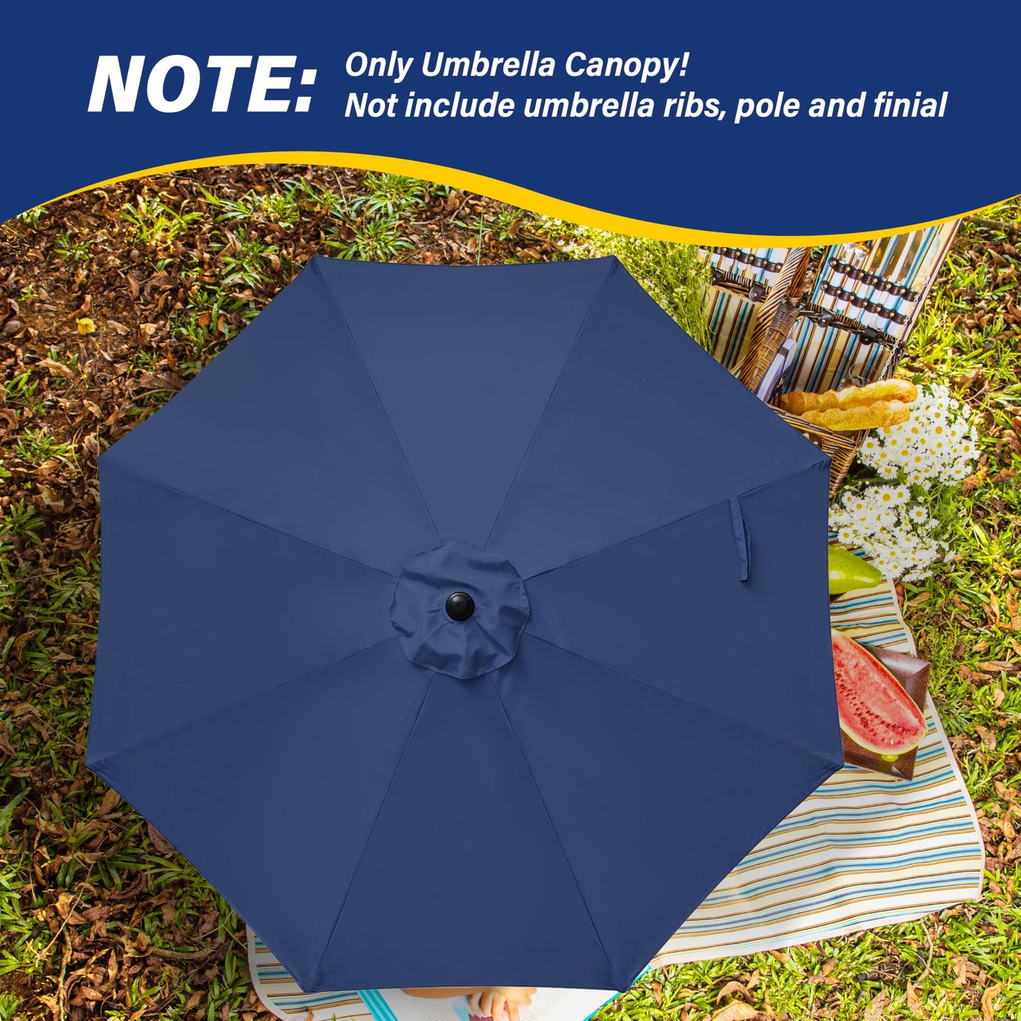 InfiniPower 9ft Patio Umbrella Replacement Canopy, Outdoor Replacement Canopy Only, Table Umbrellas Top Cover with 8 Ribs for Garden, Yard