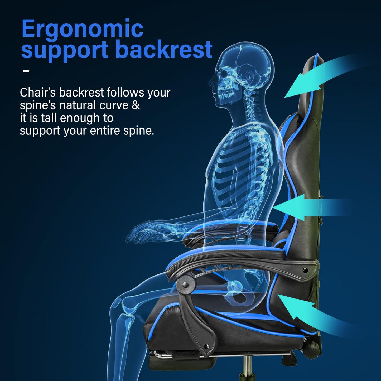 Gaming Chair, Backrest and Seat Height Adjustable Swivel Recliner Racing Office Computer Ergonomic Video Game Chair with Footrest and Lumbar Support