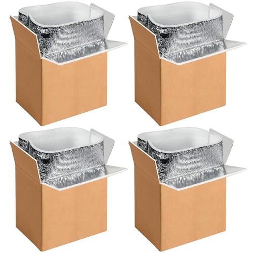 YSSOA Thermo Chill Double Insulated Carton with Foil Insulated Bag Liner, Small Mailing Box, Shipping Box for Mailing, Shipping, Packing, Moving,Box Inside Dimension