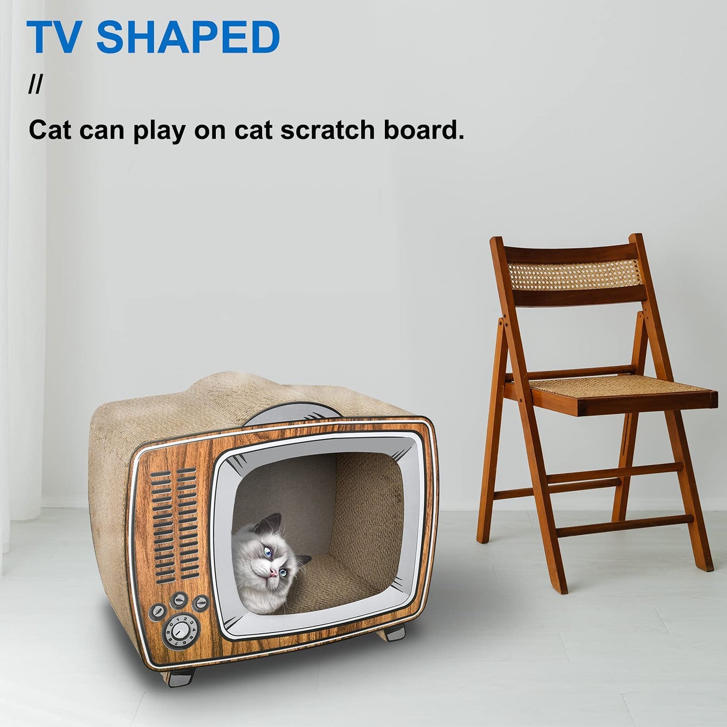 2 in 1 Cat Scratcher Cardboard Lounge Bed, Cat Scratching Pad, Durable Board Pads Prevents Furniture Damage,Large