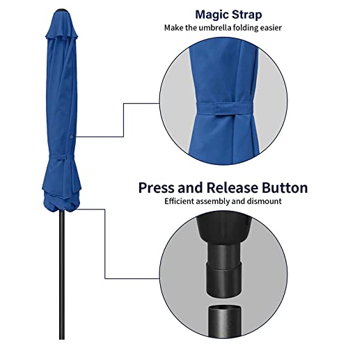 Simple Deluxe Patio Umbrella Outdoor, UV Protection Sunshade with Push Button Tilt/Crank and 8 Sturdy Ribs, for Table Garden Lawn Beach Pool