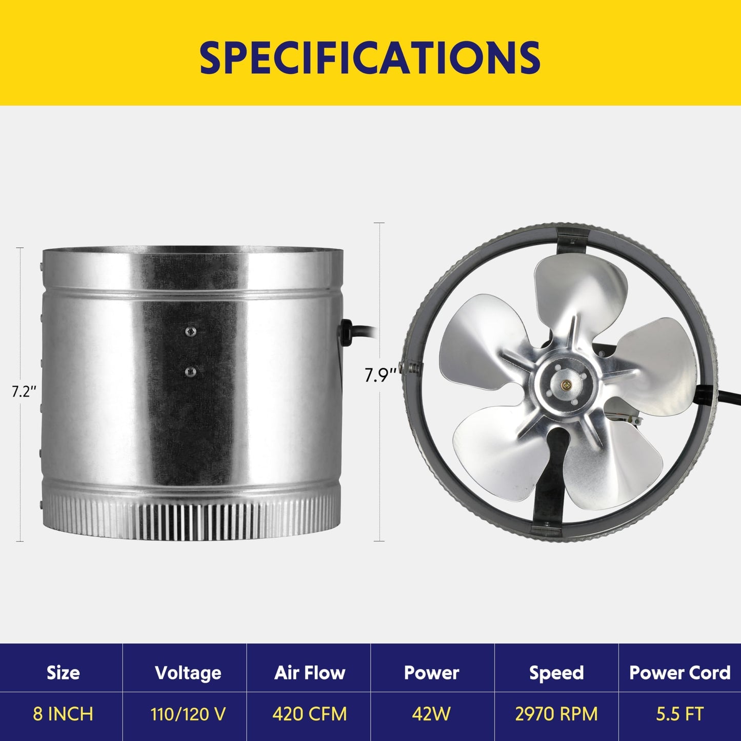 iPower Inline Booster Duct Fan and Speed Adjuster HVAC Controls