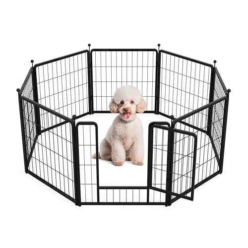 HealSmart Dog Playpen Indoor, Puppy Playpen Indoor for Yard, Camping, 24" Height 8 Panels Heavy Duty Dog Pen for Puppies/Small Dogs, Black