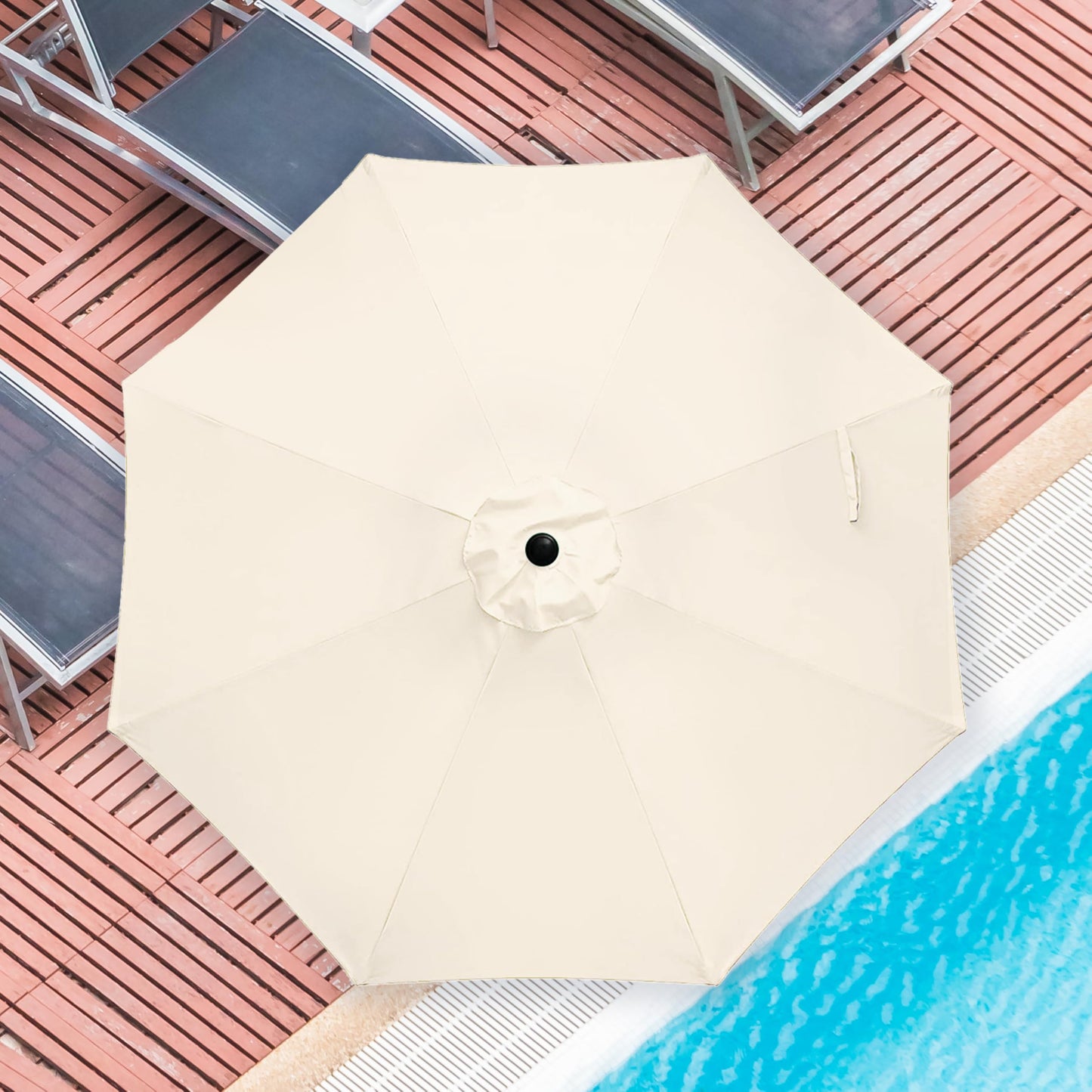 iPower 9ft Patio Umbrella Outdoor Table Umbrellas with 8 Sturdy Ribs, Push Button Tilt and Crank for Yard, Pool and Garden