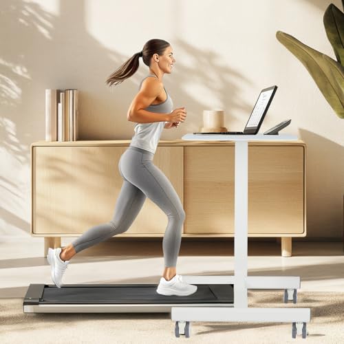 YSSOA Mobile Small Standing Desk - Rolling Desk with Adjustable Height and Lockable Wheels, Sit-Stand Laptop Table, Portable Computer Workstation