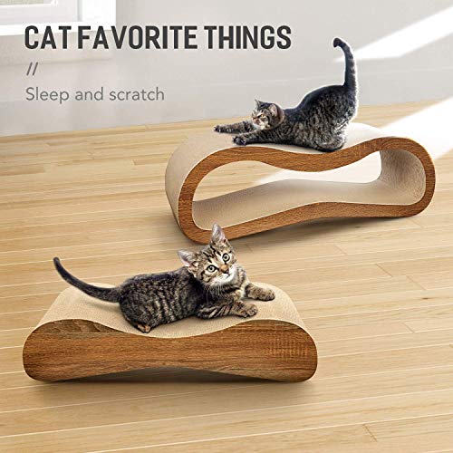 2 in 1 Cat Scratcher Cardboard Lounge Bed, Cat Scratching Pad, Durable Board Pads Prevents Furniture Damage,Large