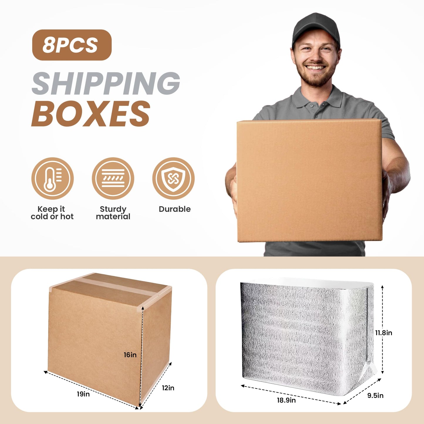 YSSOA Thermo Chill Double Insulated Carton with Foil Insulated Bag Liner, Small Mailing Box, Shipping Box for Mailing, Shipping, Packing, Moving,Box Inside Dimension