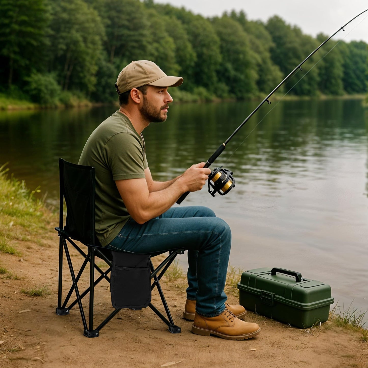Portable Folding Camping Chair with Canopy Shade, Heavy Duty Lounge Chair Folding Beach Chairs for Adults, Suitable for Outside, Beach and Patio-Support 220 LBS