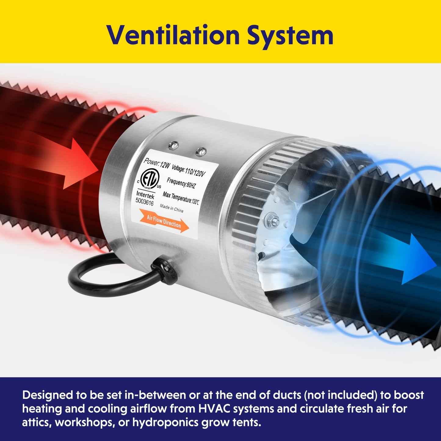 iPower Inline Booster Duct Fan and Speed Adjuster HVAC Controls