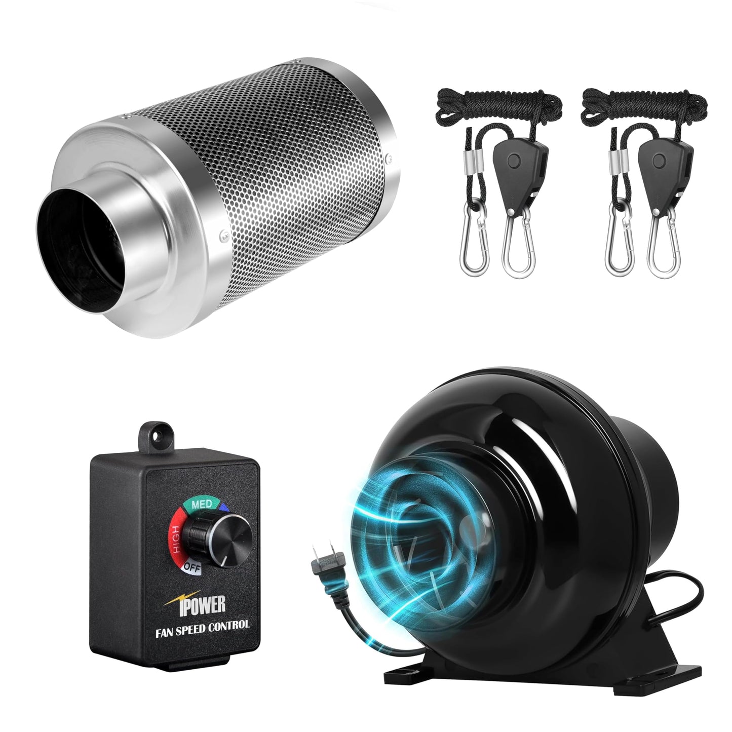 HealSmart 4 Inch 195 CFM Inline Duct Fan Vent Booster Blower Combo