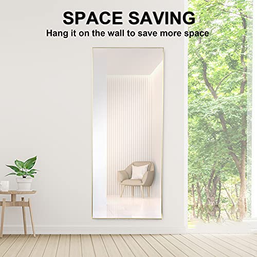 YSSOA Full Length Mirror, Floor Mirror with Stand,Wall-Mounted Dressing Mirror, Bedroom Mirror