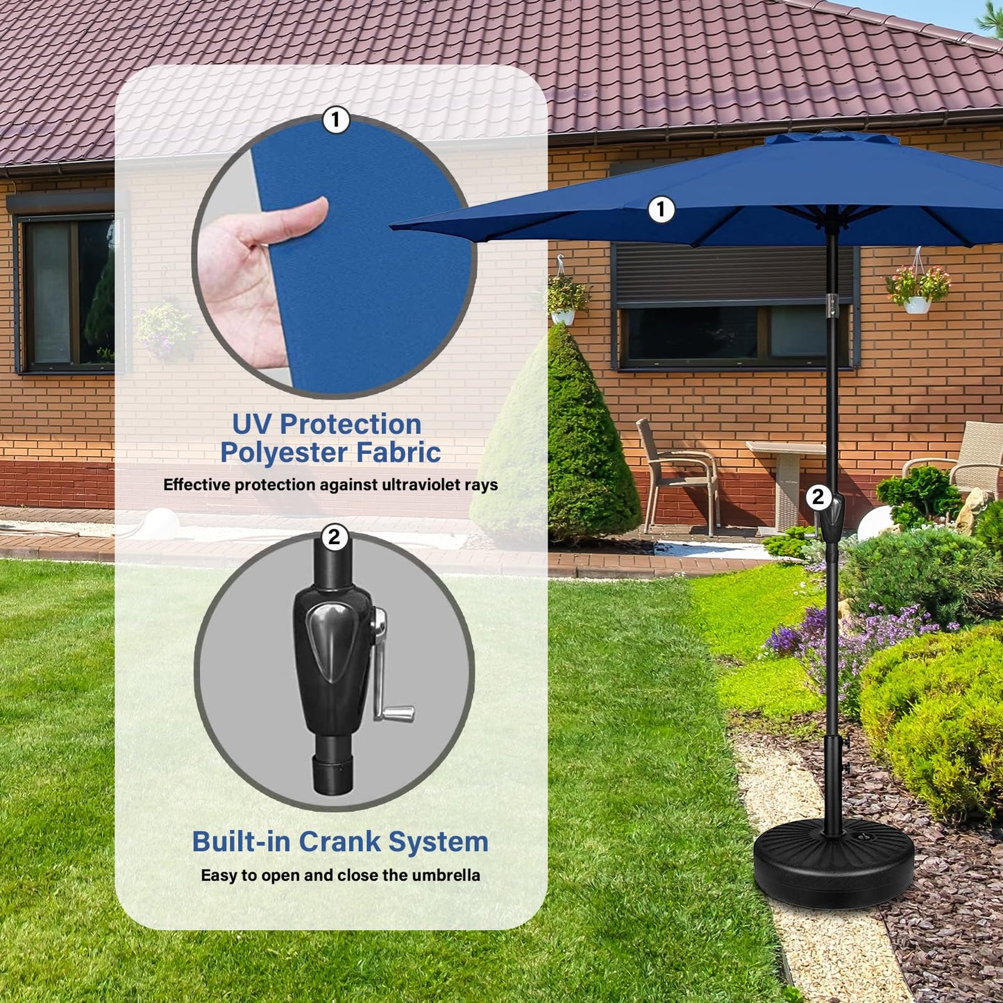YSSOA Fillable Mobile Offset Patio Base Heavy Duty Market Cantilever Umbrella Stand Square