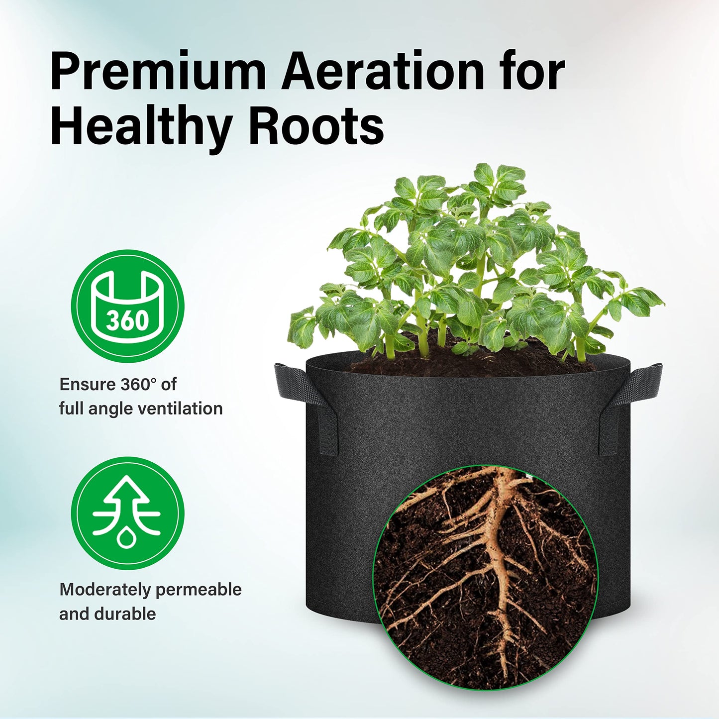 YSSOA Nonwoven Fabric Plant Pots with Handles,