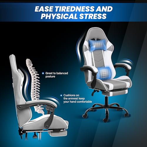 HealSmart Gaming Chair, Backrest and Seat Height Adjustable Swivel Recliner Racing Office Ergonomic Video Game Chair with Footrest