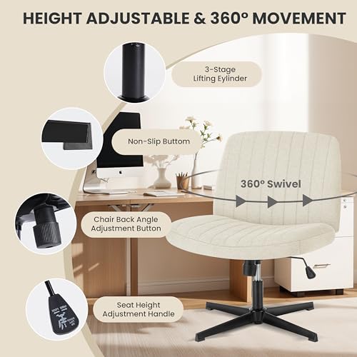 Simple Deluxe Vanity Chair with Back Criss Cross Chair with Back Home Office Desk Vanity Chairs