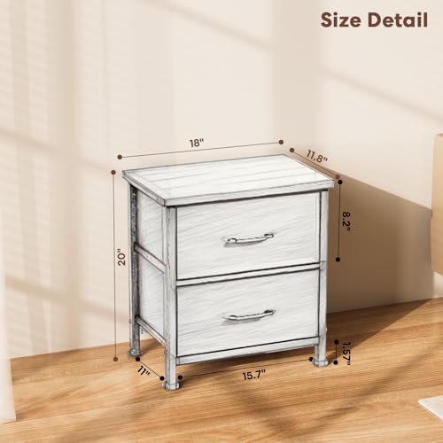 Simple Deluxe Nightstand 2 Drawers Dresser for Bedroom, Night Stand Set 2, 3-Tier Bedside Table with Fabric Bins, End Table for Living Room, Wood top Load-Bearing up to 44 lb