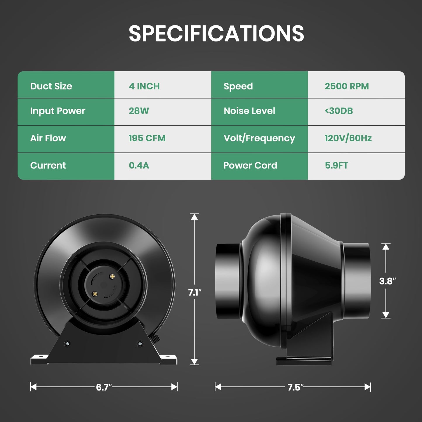 HealSmart Inline Duct Fan