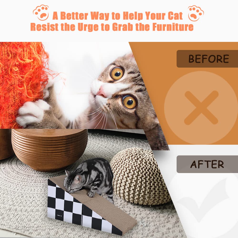 2 in 1 Cat Scratcher Cardboard Lounge Bed, Cat Scratching Pad, Durable Board Pads Prevents Furniture Damage,Large