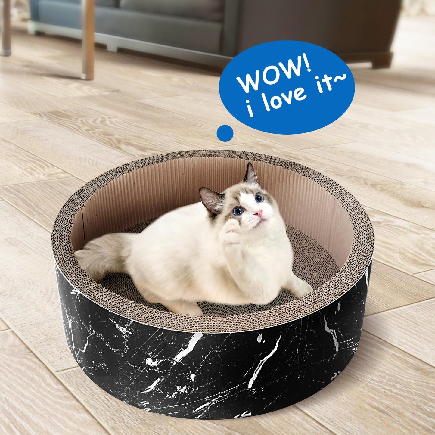 2 in 1 Cat Scratcher Cardboard Lounge Bed, Cat Scratching Pad, Durable Board Pads Prevents Furniture Damage,Large