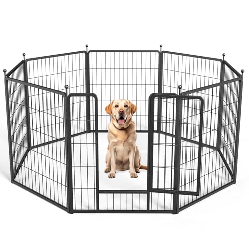 YSSOA Dog Playpen Indoor, Puppy Playpen Indoor Outdoor for Yard, Camping, RV, Heavy Duty Dog Pen for Puppies/Small/Medium Dogs, Black