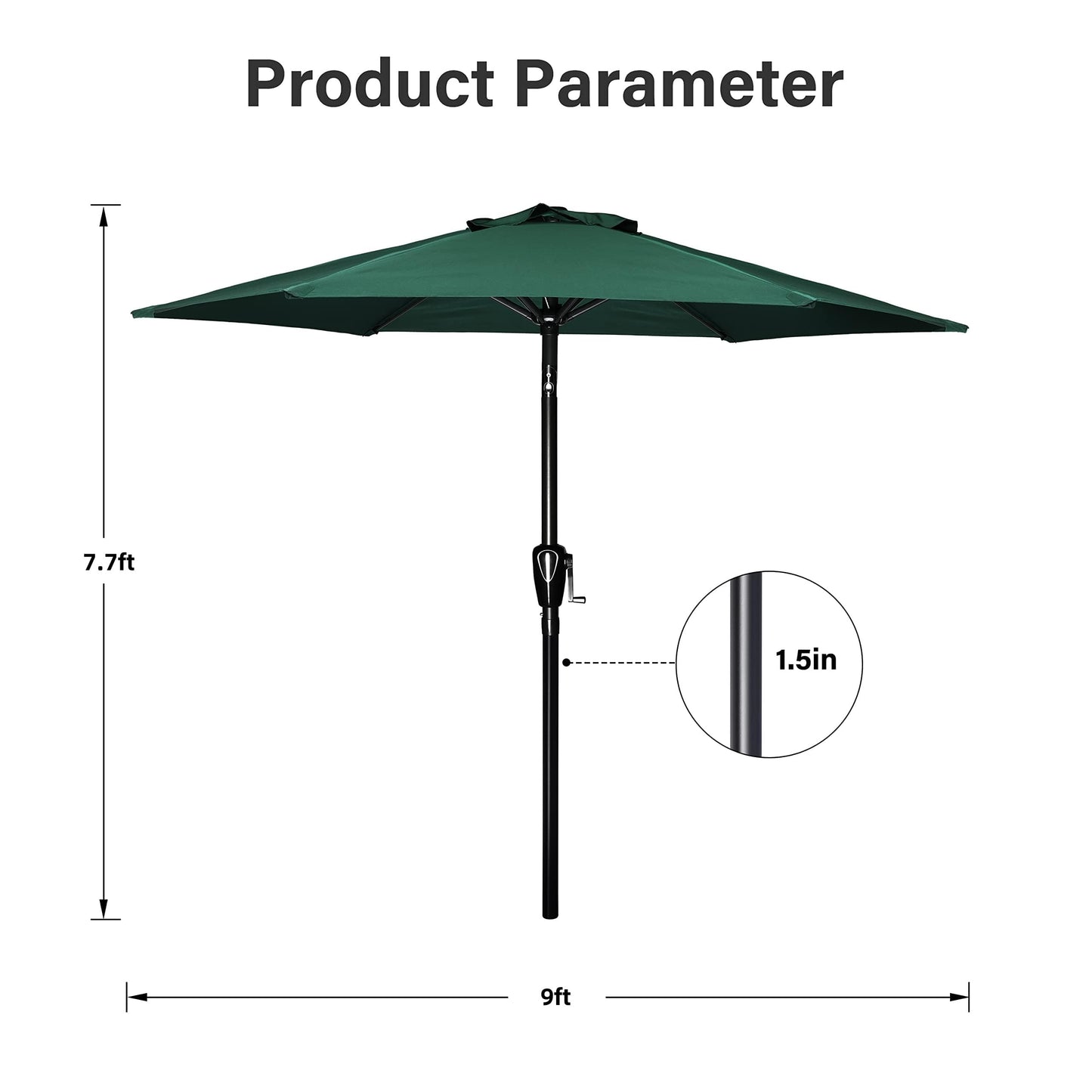 Simple Deluxe 9FT Outdoor Patio Umbrella Table Market Umbrella with Push Button Tilt and Crank, 8 Sturdy Ribs, UV Protection Waterproof for Garden, Lawn, Deck, Backyard, Pool