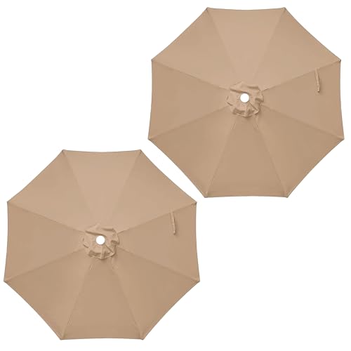 YSSOA 9ft/10ft Outdoor Market Patio Umbrella with 8 Sturdy Ribs, Tilt/Crank Push Button for Garden, Deck, Backyard and Pool