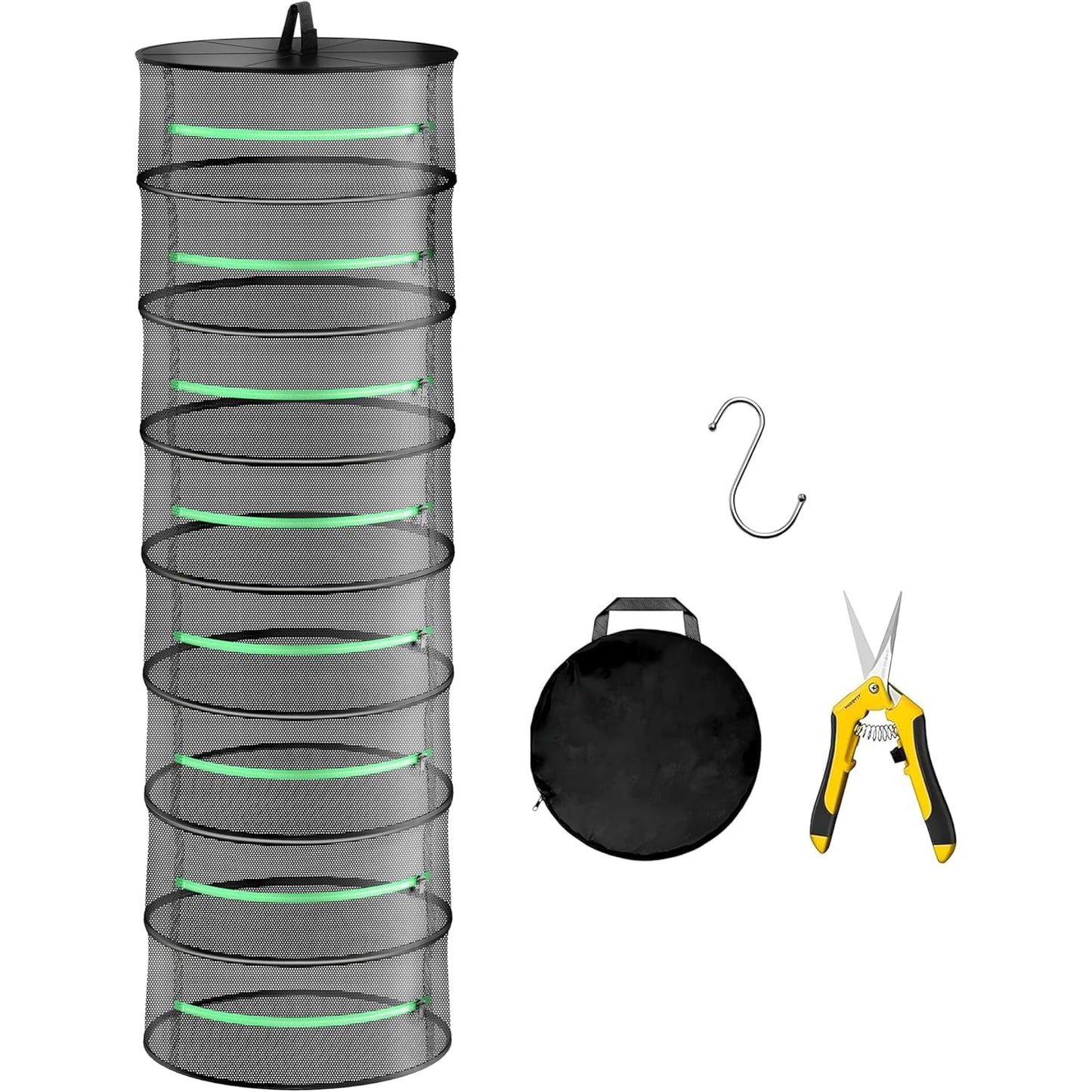 YSSOA Herb Drying Rack Zippered Hanging Dryer with Garden Pruning Shear and Hook for Hydroponics Herb, Plant, Seed, Bud