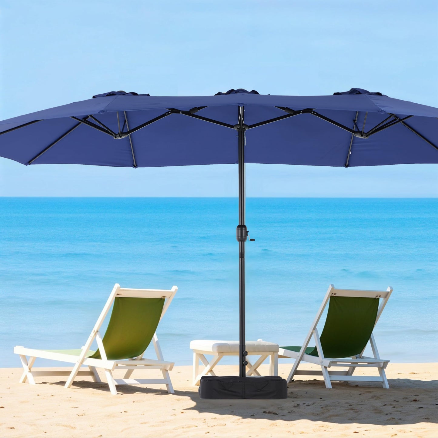 Simple Deluxe 15ft Outdoor Patio Umbrellas with Base Included, Double-Sided Rectangle Large Table Umbrella with Stand, Market Umbrellas for Poolside Backyard Lawn