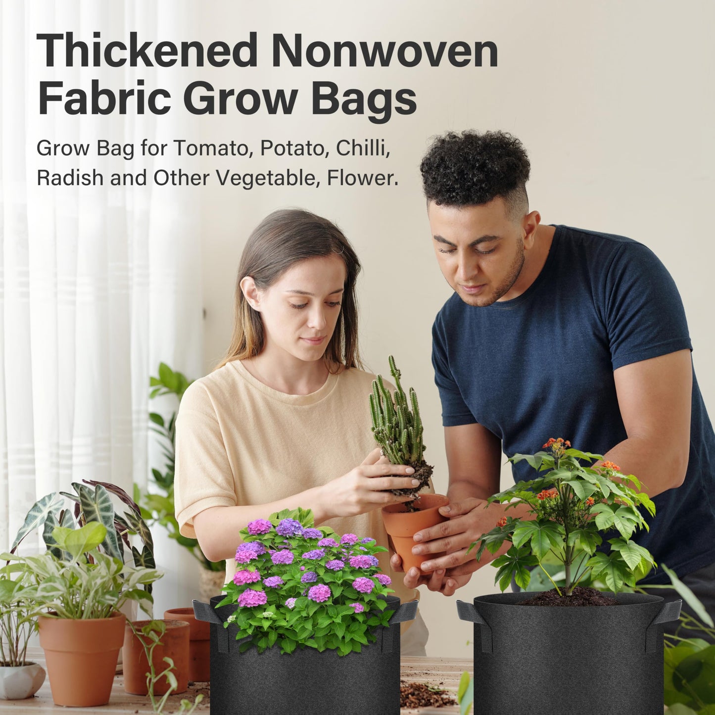 YSSOA Nonwoven Fabric Plant Pots with Handles,
