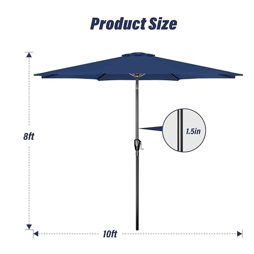 Simple Deluxe 9FT Outdoor Patio Umbrella Table Market Umbrella with Push Button Tilt and Crank, 8 Sturdy Ribs, UV Protection Waterproof for Garden, Lawn, Deck, Backyard, Pool