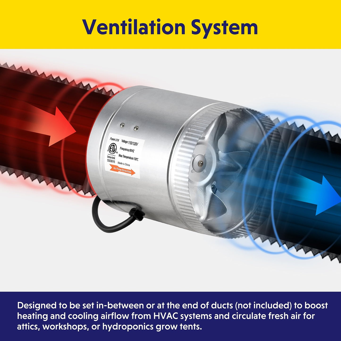 iPower Inline Booster Duct Fan and Speed Adjuster HVAC Controls